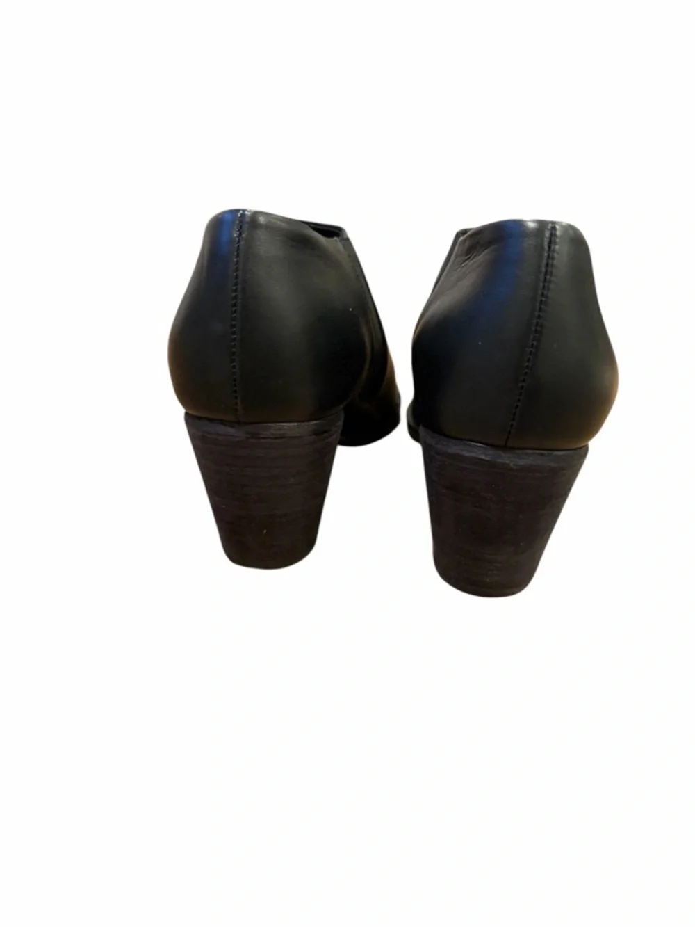 Vince Black Leather Pointed Ankle Booties with Block Heel‎